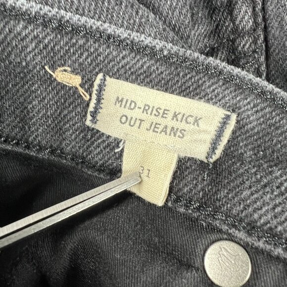 Madewell Jeans Womens Measured 35x25 Mid Rise Kick Out Black Denim Hemmed Tag 31 - Picture 8 of 16